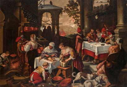 Jacopo Bassano (d’après), Lazare et le mauvais riche, XVIIᵉ siècle. Huile sur toile, d’après un tableau du XVIᵉ siècle. Musée de Tessé, Le Mans © Musées du Mans