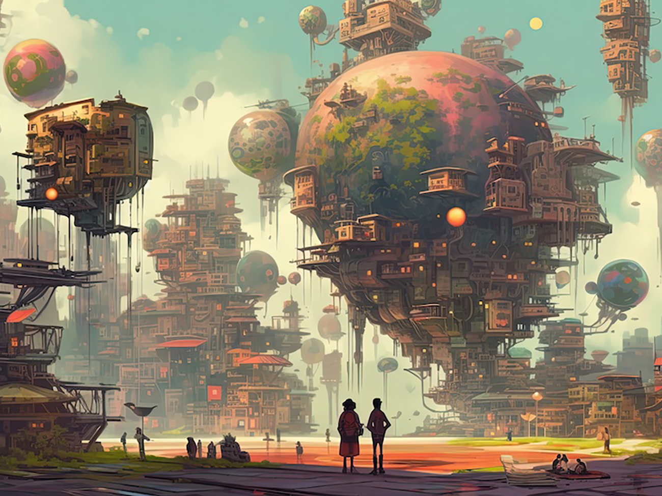 Paysage futuriste imaginaire généré à l’aide de l’IA © DR