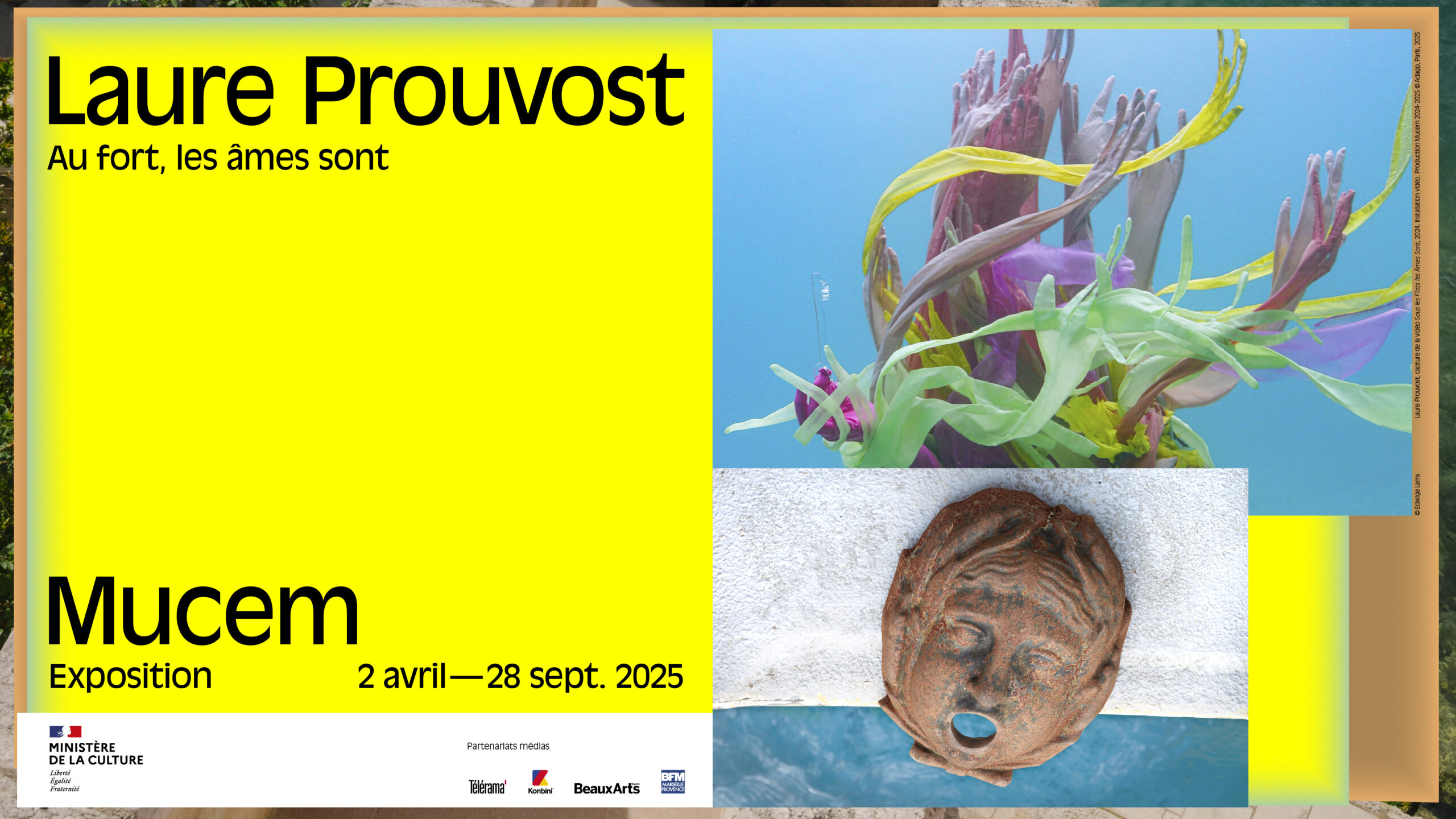 © Edwige Lamy ; Laure Prouvost, capture de la vidéo Sous les Flots les Âmes Sont, 2024. Installation vidéo. Production Mucem 2024-2025 © Adagp, Paris, 2025